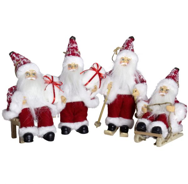 Weihnachtsmann 18cm, 4er Set, 4 Designs