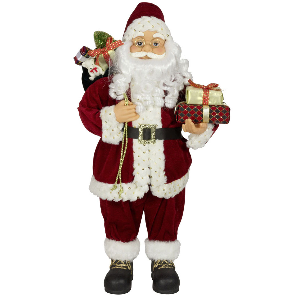 Weihnachtsmann Nikolaus Santa Claus Christmas Geschenke Deko-Figur Rot/Grau 45cm